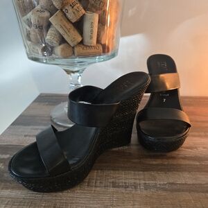 Italian Shoemakers Black Wedge Sandals